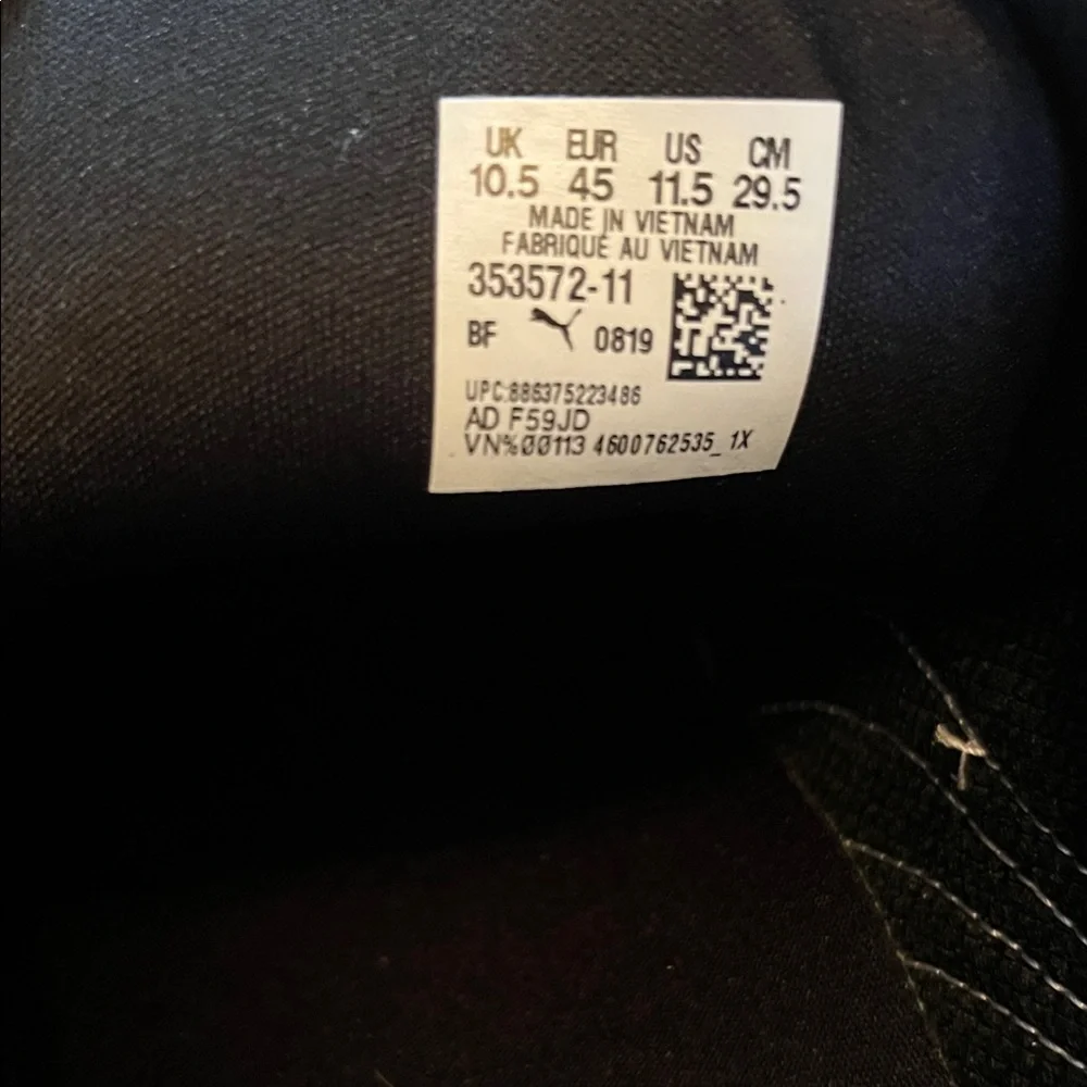 PUMA Men's Black and White Sneakers, Size 11.5, 11 1/2 - Like New!! - Picture 7 of 7